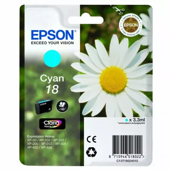 Epson Daisy samostatné balenie azúrová 18 Claria Home atrament, foto azúrová, farbivový atrament, 1 ks