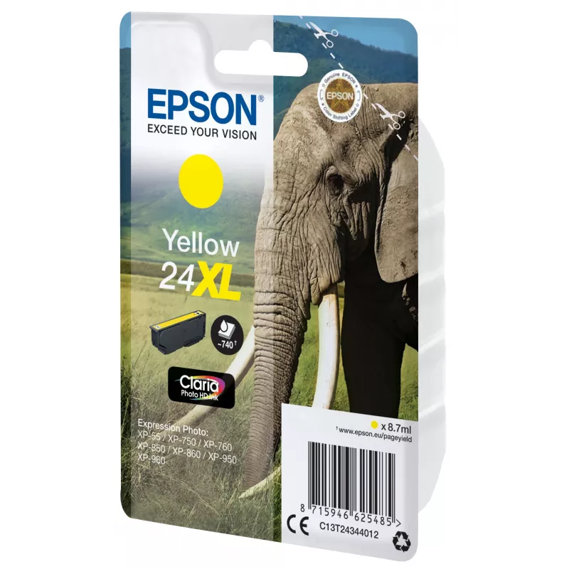Epson Elephant samostatné balenie žltá 24XL Claria Photo HD atrament