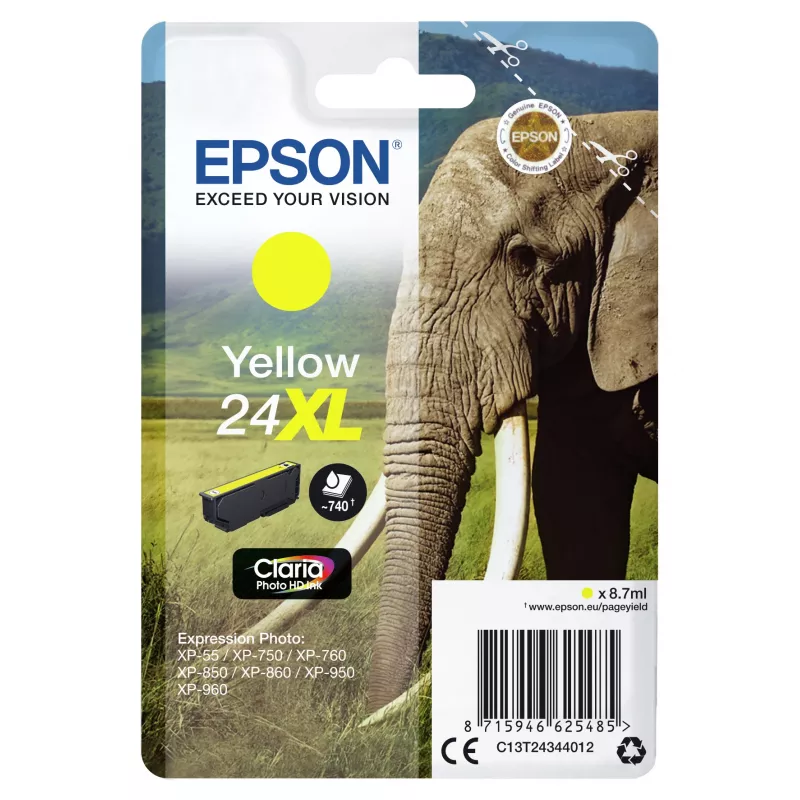 Epson Elephant samostatné balenie žltá 24XL Claria Photo HD atrament