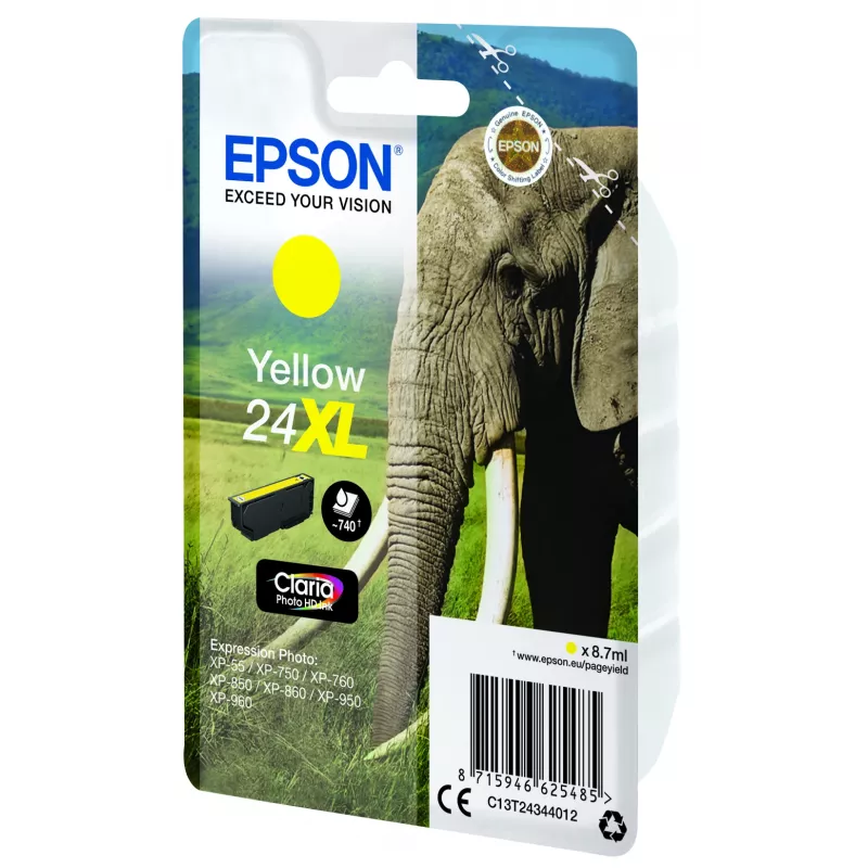 Epson Elephant samostatné balenie žltá 24XL Claria Photo HD atrament
