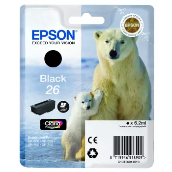 Epson Polar bear samostatné balenie čierna 26 Claria Premium Ink, čierna, pigmentový atrament, 1 ks