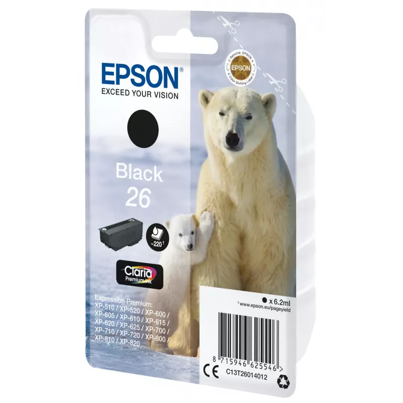 Epson Polar bear samostatné balenie čierna 26 Claria Premium Ink, čierna