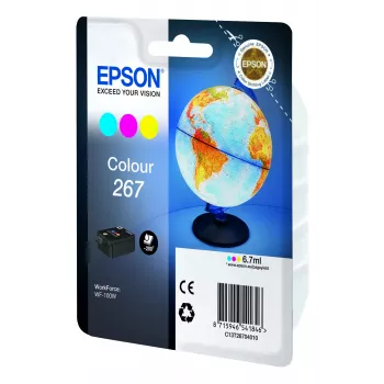 Epson Globe samostatné balenie farebná atramentová kazeta 267, azúrová, purpurová, žltá, pigmentový atrament, 6,7 ml, 1 ks, 200 strán