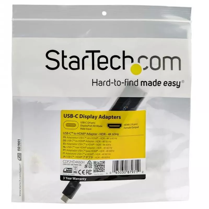 StarTech.com adaptér USB-C na HDMI – 4K 60 Hz video, HDR10 – adaptér USB-C na HDMI 2.0b dongle – USB Type-C DP Alt Mode na HDMI monitor/display/TV – konvertor USB-C na HDMI