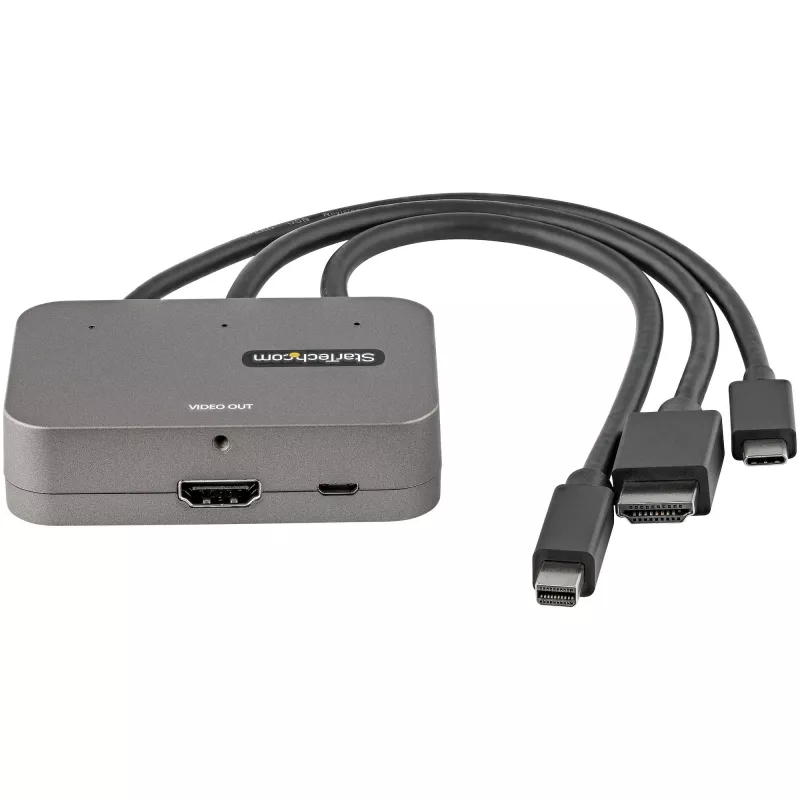 StarTech.com 3-in-1 adaptér multiport na HDMI - 4K 60Hz USB-C, HDMI alebo Mini DisplayPort na HDMI konvertor pre konferenčné miestnosti - digitálny AV video adaptér na pripojenie HDMI monitora/displaya