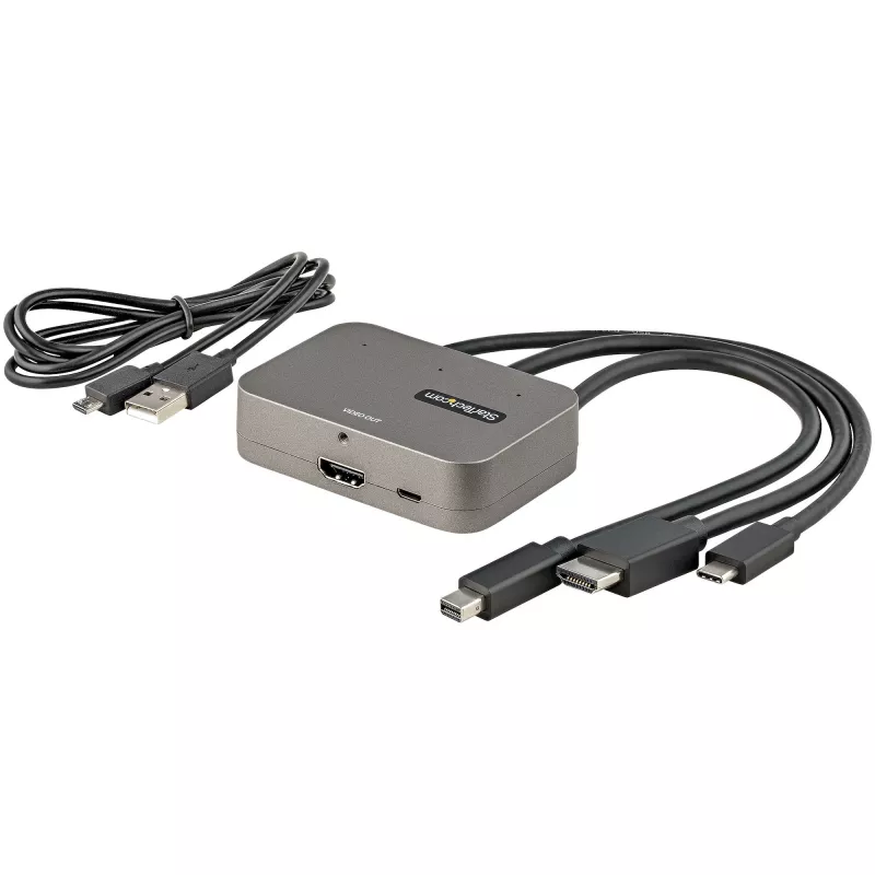 StarTech.com 3-in-1 adaptér multiport na HDMI - 4K 60Hz USB-C, HDMI alebo Mini DisplayPort na HDMI konvertor pre konferenčné miestnosti - digitálny AV video adaptér na pripojenie HDMI monitora/displaya