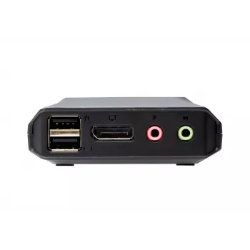 ATEN 2-port USB-C DisplayPort hybridný káblový KVM prepínač, 4096 x 2160 pixelov, 4K Ultra HD, 0,74 W, čierny
