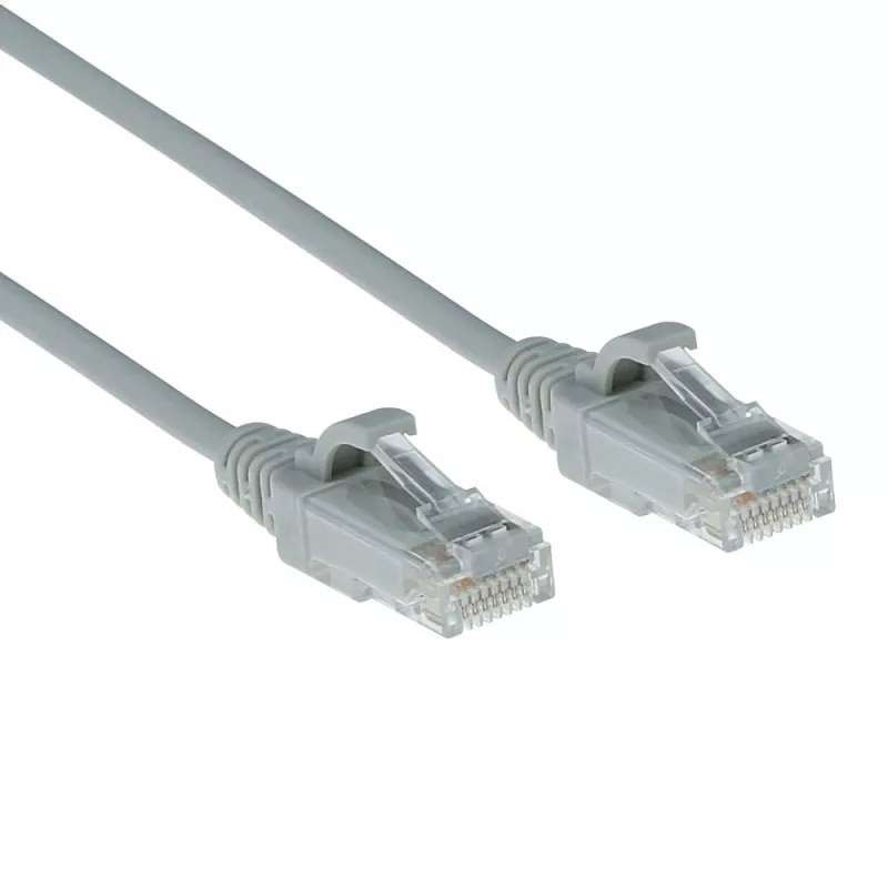 ACT sivá 0,25 metra LSZH U/UTP CAT6 slimline patch kábel do dátového centra bez zaistenia s RJ45 konektormi