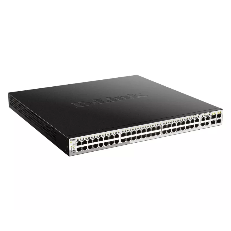 D-Link 52-portový PoE Gigabit Smart Managed switch vrát. 4 x 100/1000Mbps Combo portov