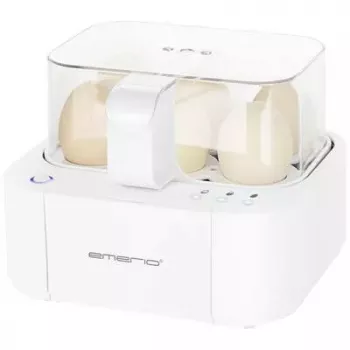 Varič vajec Emerio EB-115560.12 — kapacita 6 vajec, biele puzdro, kontrolka, hmotnosť 1,01 kg