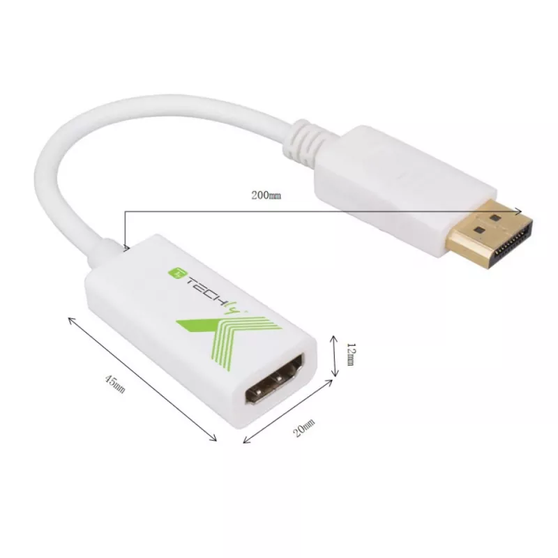 Techly IADAP DP-HDMIFP video káblový adaptér 0,2 m DisplayPort HDMI biely