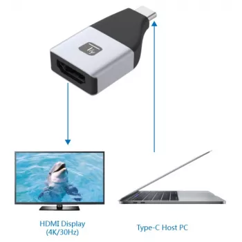 Techly IADAP USBC-HDMI4K USB grafický adaptér 4096 x 2160 pixelov čierny, strieborný