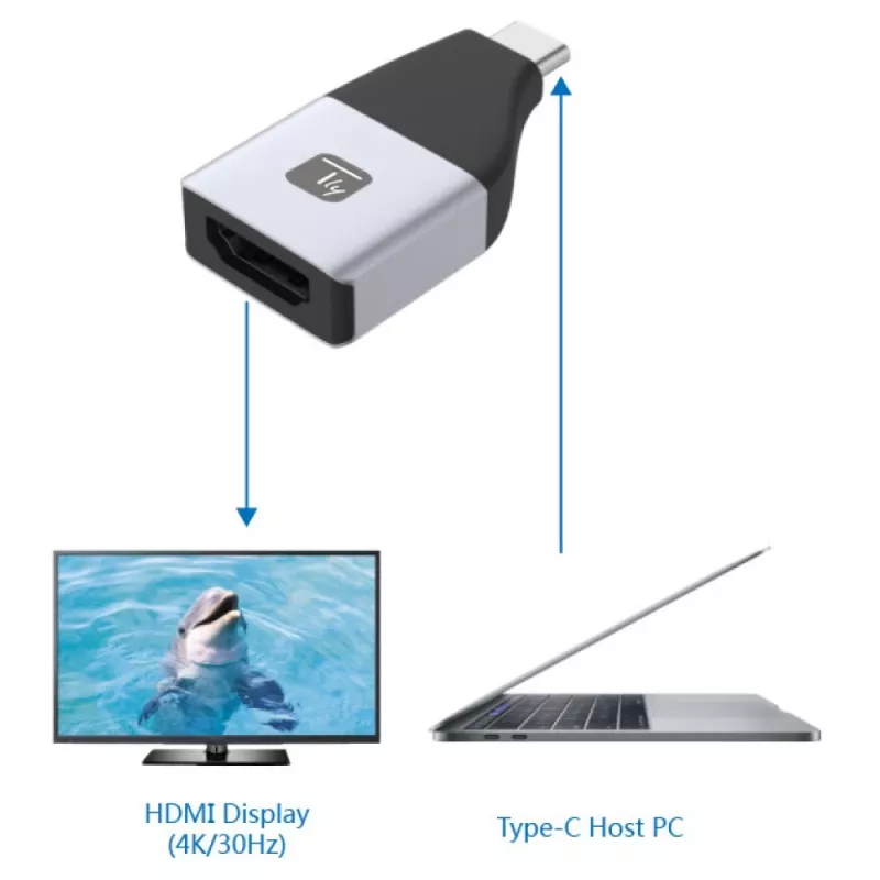 Techly IADAP USBC-HDMI4K USB grafický adaptér 4096 x 2160 pixelov čierny, strieborný