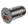 Techly Mini auto nabíjačka USB-A a USB-C Quick Charge 3.0 38W v čiernom kove