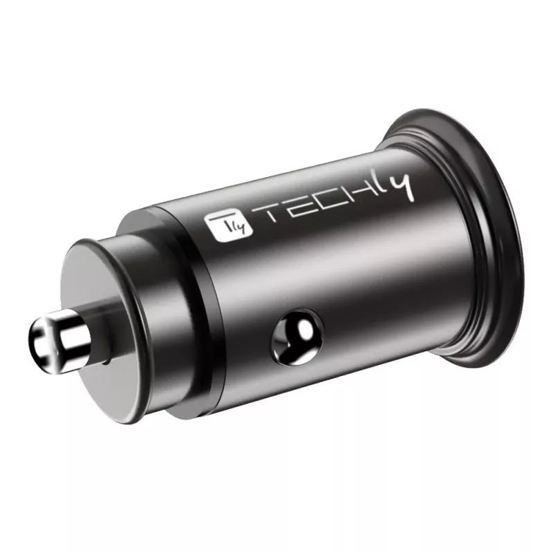 Techly Mini auto nabíjačka USB-A a USB-C Quick Charge 3.0 38W v čiernom kove