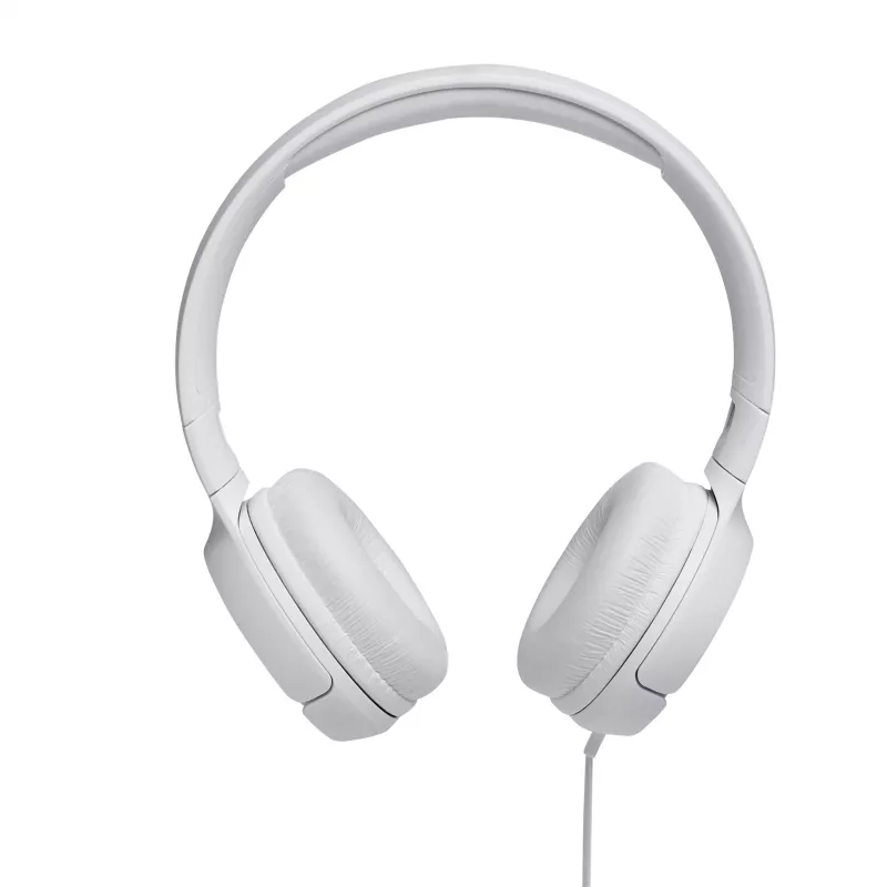 JBL Tune 500 JBLT500WHT slúchadlá na uši, drôtové, mikrofón, plochý kábel odolný voči zamotaniu, biele