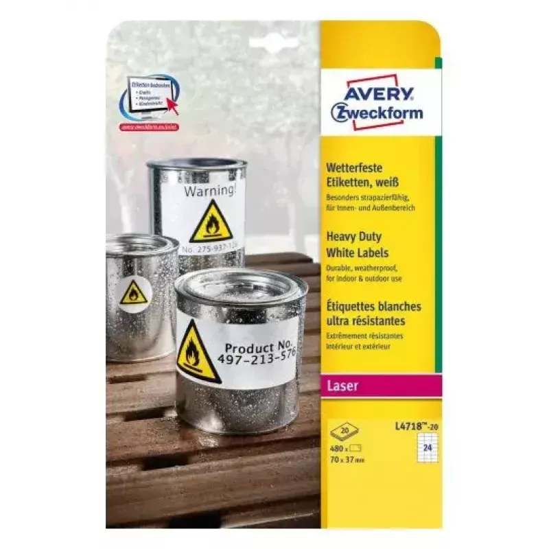 Samolepiace etikety AVERY L4718REV-20