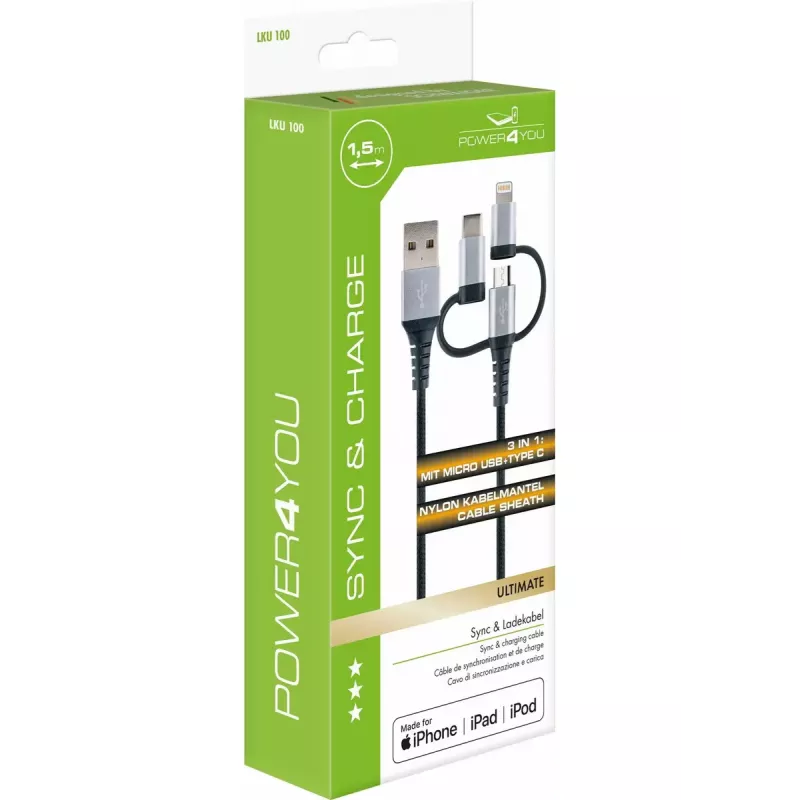 USB kábel Schwaiger LKU 100 1,5m USB 2.0 A Micro-USB B čierny strieborný