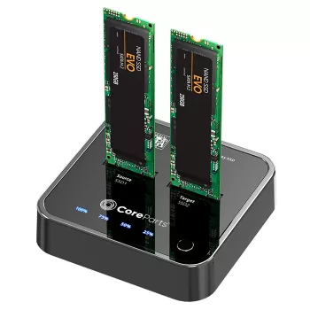 CoreParts MS-CLONER-SATA dokovacia stanica pre úložisko USB 3.2 Gen 2 (3.1 Gen 2) Type-C čierna