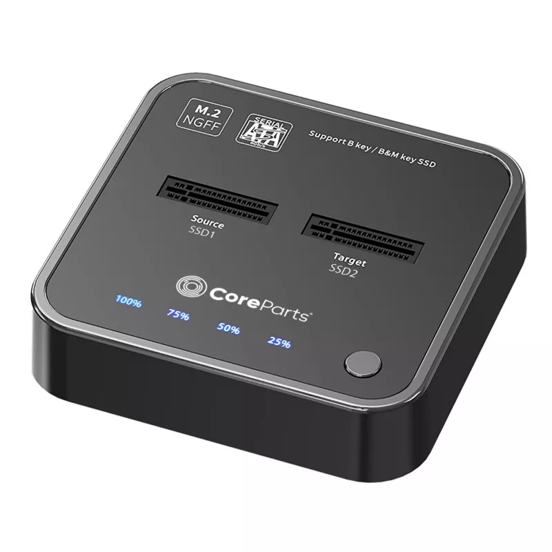 CoreParts MS-CLONER-SATA dokovacia stanica pre úložisko USB 3.2 Gen 2 (3.1 Gen 2) Type-C čierna