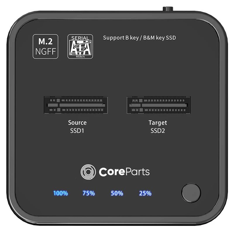 CoreParts MS-CLONER-SATA dokovacia stanica pre úložisko USB 3.2 Gen 2 (3.1 Gen 2) Type-C čierna