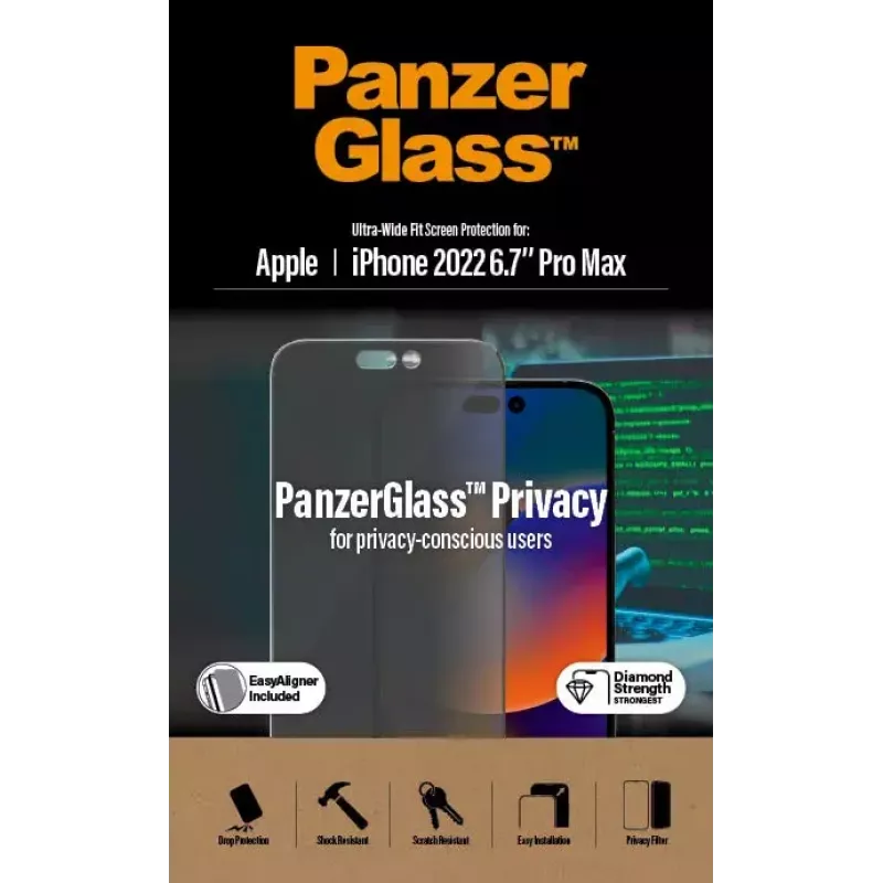 PanzerGlass ® Ochranné sklo proti videniu iPhone 14 Pro Max | Ultra-Wide Fit s EasyAligner