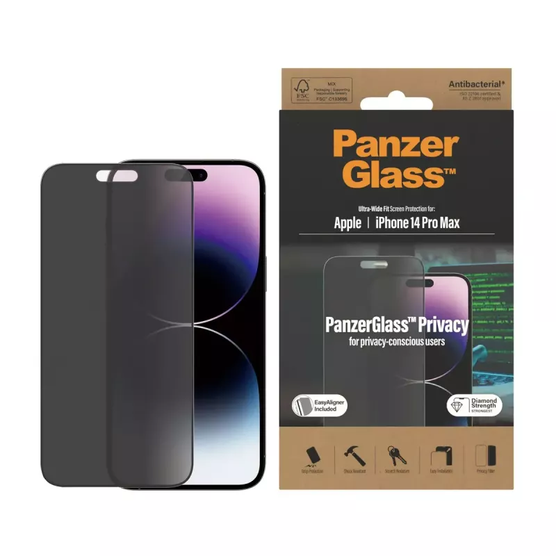 PanzerGlass ® Ochranné sklo proti videniu iPhone 14 Pro Max | Ultra-Wide Fit s EasyAligner