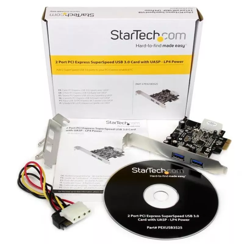 StarTech.com 2-portový PCI Express (PCIe) SuperSpeed USB 3.0 adaptér karty s UASP - LP4 napájanie