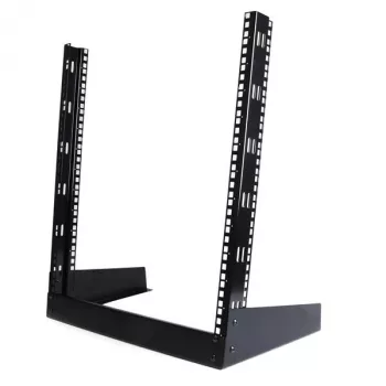 StarTech.com 2-Post 12U Desktop-Server-Rack, malý otvorený 19-palcový počítačový rack, kompaktný sieťový rack pre AV/štúdiové/dátové/IT vybavenie – samostatne stojaci dvojstĺpikový rack pre domáce/kancelárske použitie