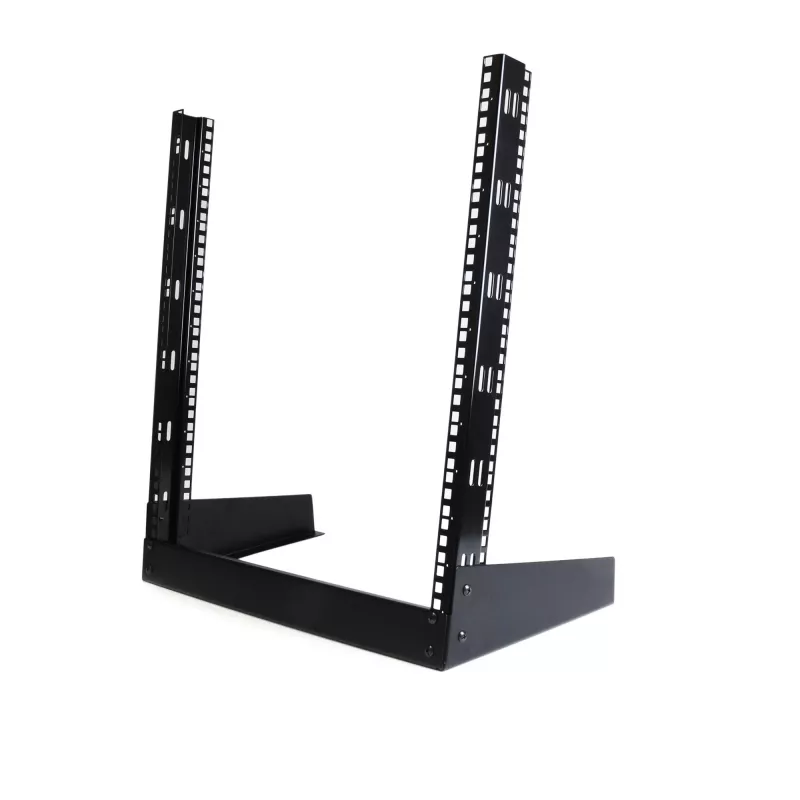 StarTech.com 2-Post 12U Desktop-Server-Rack, malý otvorený 19-palcový počítačový rack, kompaktný sieťový rack pre AV/štúdiové/dátové/IT vybavenie – samostatne stojaci dvojstĺpikový rack pre domáce/kancelárske použitie