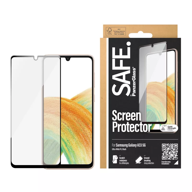 PanzerGlass SAFE ochranná fólia displeja pre Samsung Galaxy A33 5G, odolná proti poškriabaniu, nárazom