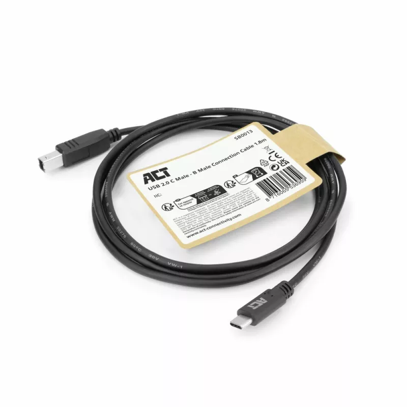 ACT USB 2.0 kábel, USB-C na USB-B, 1,8 metra