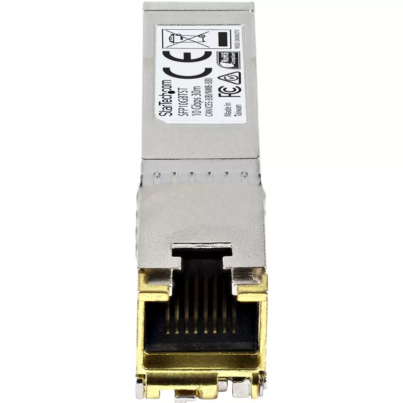 StarTech.com MSA kompatibilný SFP+ transceiver modul - 10GBASE-T ~ MSA nekódovaný SFP+ modul - 10GBASE-T - SFP na RJ45 Cat6/Cat5e - 10GE Gigabit Ethernet SFP+ - RJ-45 30 m