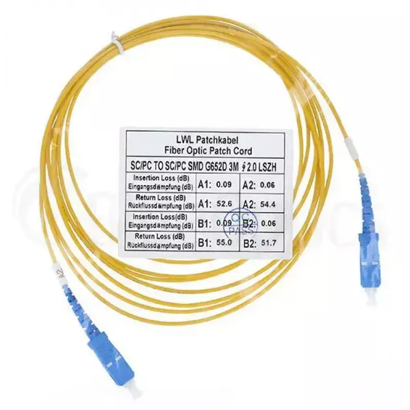 Optický kábel BlueOptics SFP2222BU50MK SC G.657.A1 50 m žltý