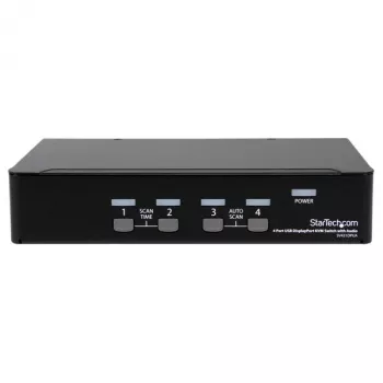 StarTech.com 4-portový USB DisplayPort KVM prepínač s audio, 3840 x 2400 pixelov, čierny