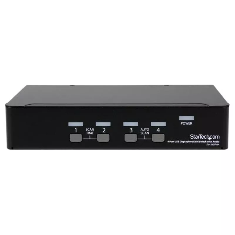 StarTech.com 4-portový USB DisplayPort KVM prepínač s audio, 3840 x 2400 pixelov, čierny