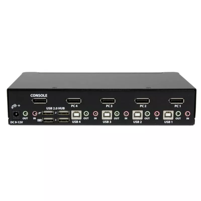 StarTech.com 4-portový USB DisplayPort KVM prepínač s audio, 3840 x 2400 pixelov, čierny