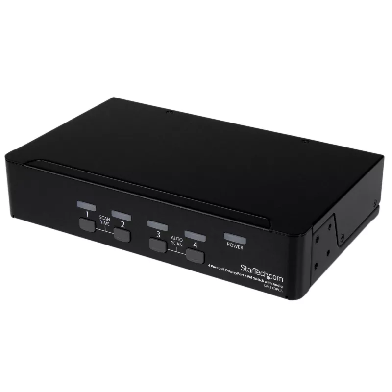 StarTech.com 4-portový USB DisplayPort KVM prepínač s audio, 3840 x 2400 pixelov, čierny