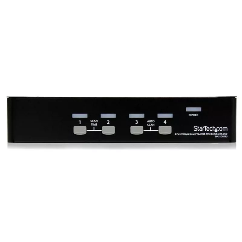 StarTech.com 4-portový 1HE rackový USB KVM prepínač s OSD, 1920 x 1440 pixelov, racková montáž, 5,4 W, 1HE, čierna