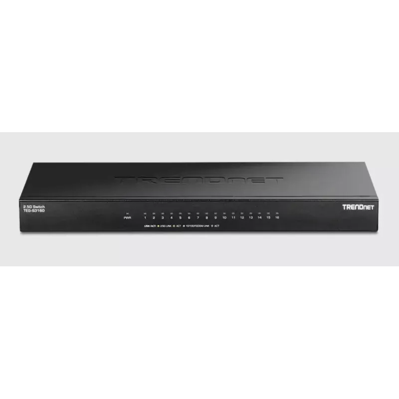 Neupravovateľný switch Trendnet TEG-S3160 16 portov 2.5G Ethernet desktop čierna