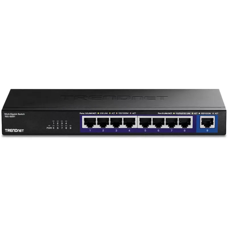 TRENDnet TEG-S591 neupravovateľný 8-portový 2,5G Ethernet switch, 100/1000/2500, 60 Gbit/s, MAC tabuľka 4000, montovateľný na stenu