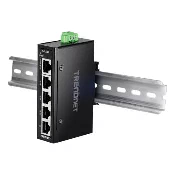 Sieťový switch TRENDnet TI-ELC50 neupravovateľný 5-portový Fast Ethernet (10/100), 9,6–60 V, montáž na stenu/DIN lištu