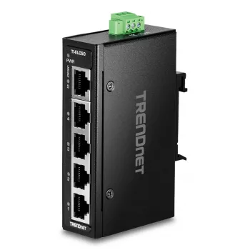 Sieťový switch TRENDnet TI-ELC50 neupravovateľný 5-portový Fast Ethernet (10/100), 9,6–60 V, montáž na stenu/DIN lištu