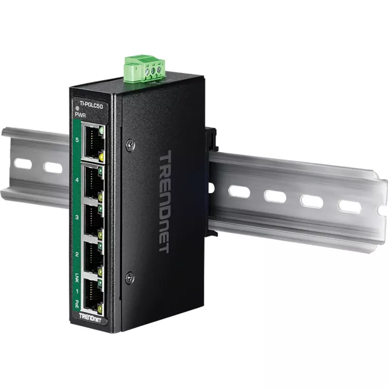 TRENDnet TI-PGLC50 priemyselný nespravovaný 5-portový Gigabit Ethernet PoE+ switch