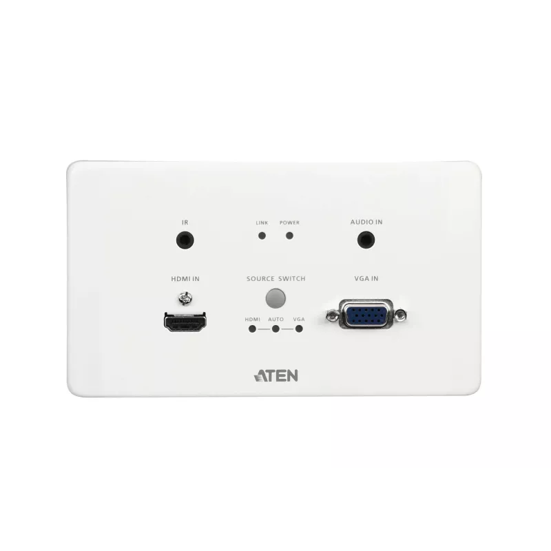 ATEN HDMI & VGA HDBaseT vysielač s EU nástennou doskou / PoH (4K@100m) (HDBaseT Class A)