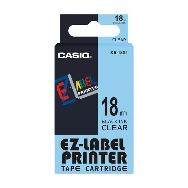 Popisovacia páska Casio XR-18X1 čierna na transparentnú