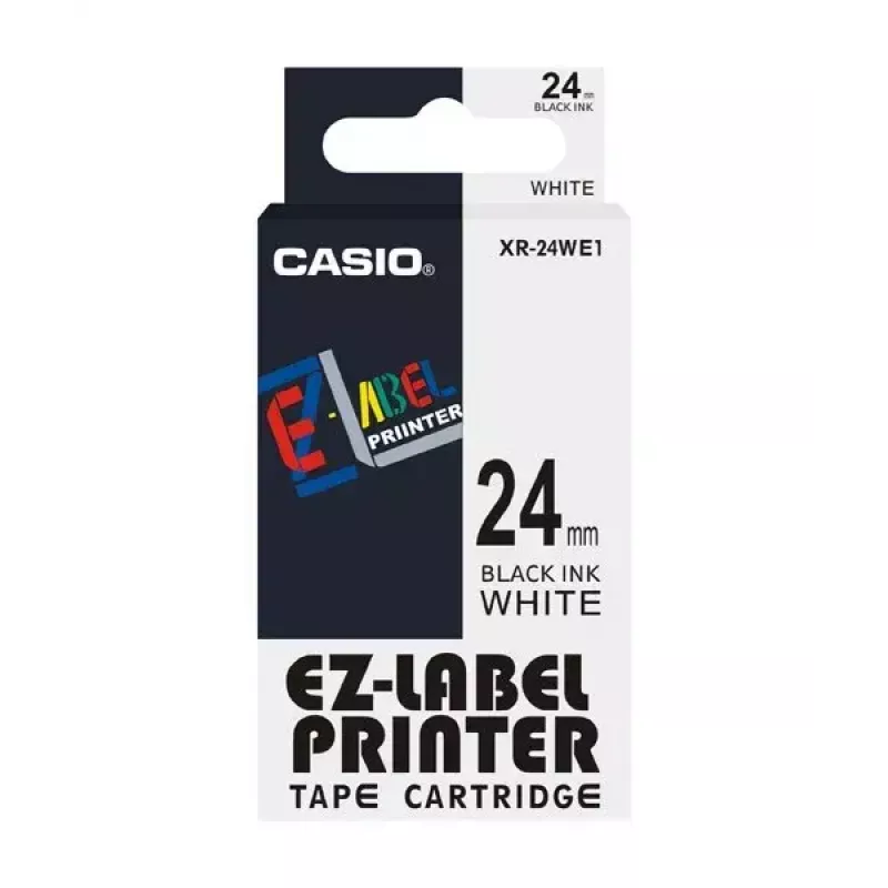Etiketovacia páska Casio XR-24WE1 čierna na bielu