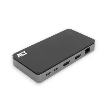 ACT USB-C 4K MST dokovacia stanica pre 2 HDMI monitory, Ethernet, USB-C, 3x USB-A, PD-Passthrough a 1 meter odnímateľný spojovací kábel