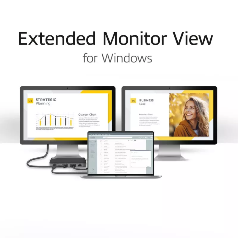 ACT USB-C 4K MST dokovacia stanica pre 2 HDMI monitory, Ethernet, USB-C, 3x USB-A, PD-Passthrough a 1 meter odnímateľný spojovací kábel