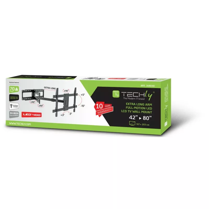 Techly ICA-PLB-721 TV držiak/stojan 2,03 m (80 palcov) čierna